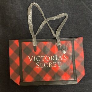 Victoria's Secret Red and Black Plaid Tote